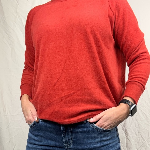 Noisy May Women's XS Crew Neck Sweater Rust Red Back Zipper Cozy Fall Essential - Picture 1 of 12